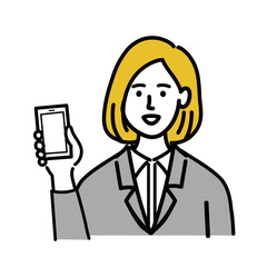 女性　金髪　若い　スーツ　ベクター　ポップ　携帯電話　スマホ
