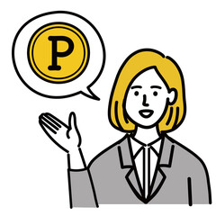 女性　金髪　若い　スーツ　ベクター　ポップ　ポイント
