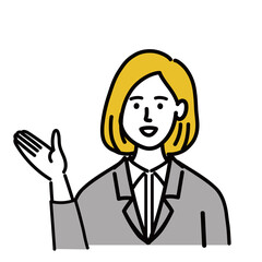 女性　金髪　若い　スーツ　ベクター　ポップ　提案
