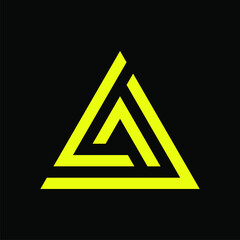 Yellow Triangle, Prism, Pyramid warning logo symbol. voltage. electric 