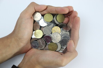 coins in hand