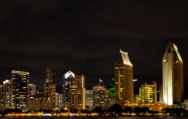 Fototapeta na wymiar San Diego Skyline buildings at night