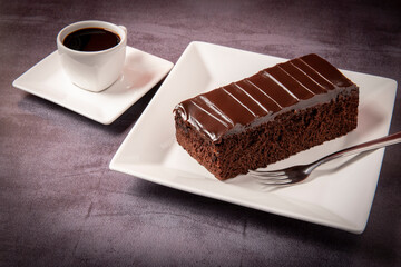 chocolate cake and coffee