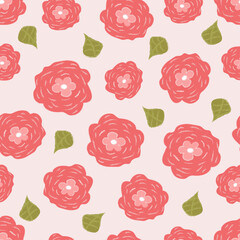 Red rose petal abstract seamless vector pattern design. Suited for background, textile, card prints, and wrapping paper.	