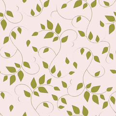 Abstract green leaf seamless vector repeat pattern design. Suited for background, textile, card prints, and wrapping paper.	