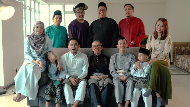 Eid Mubarak celebration moment, big family photo