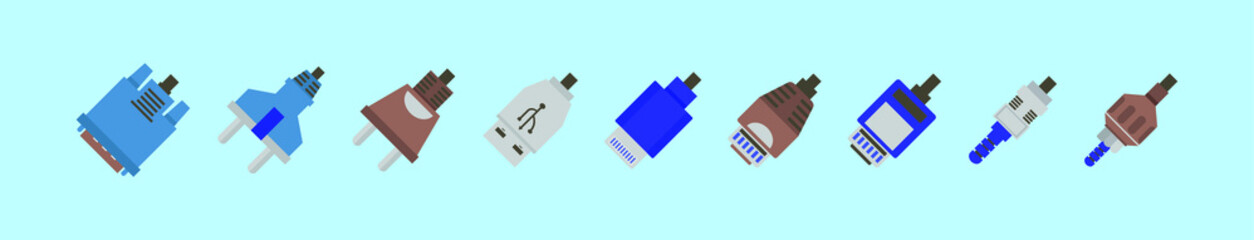 set of cable rj45 cartoon icon design template with various models. vector illustration isolated on blue background