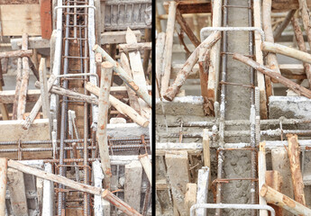 construction house, reinforcement wooden framework for concrete pouring