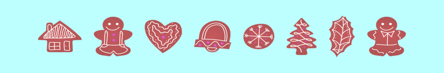 Fototapeta premium set of lebkuchen cartoon icon design template with various models. vector illustration isolated on blue background