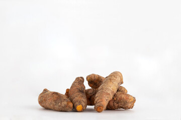 Turmeric or cúrcuma isolated on white background.