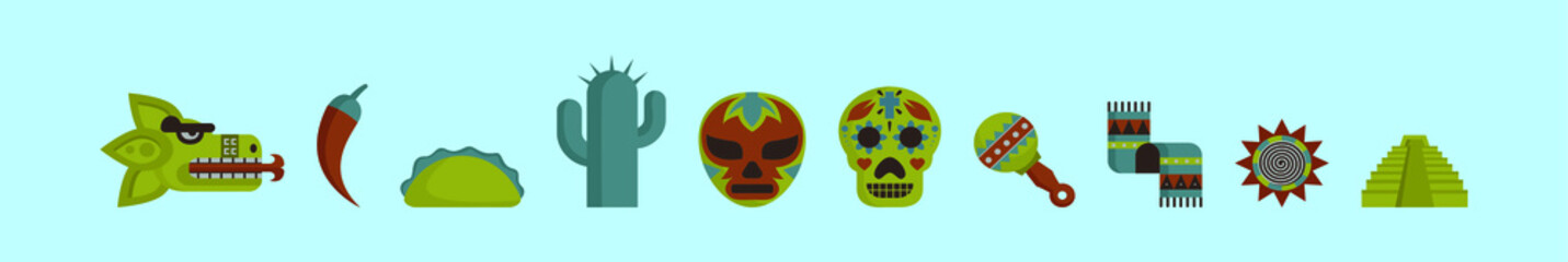 Fototapeta premium set of mexico cartoon icon design template with various models. vector illustration isolated on blue background