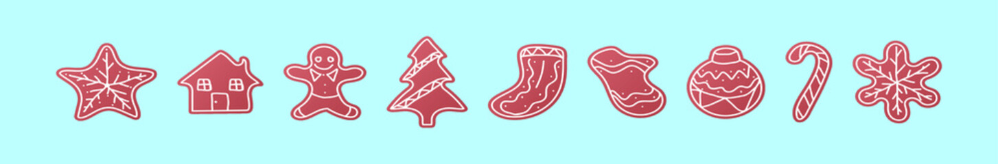 set of lebkuchen cartoon icon design template with various models. vector illustration isolated on blue background