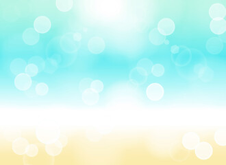 綺麗で眩しい夏の光のイラスト。透明で透き通った海と砂浜。