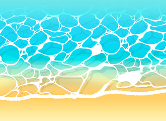 美しく揺れる波のイラスト 透明で透き通った海 Poster Pomme