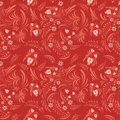 Folk floral pattern. Flowers abstract surface design. Seamless pattern