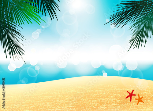 美しい浜辺のイラスト 透明で透き通った海と砂浜 Background Poster Backgrou Pomme