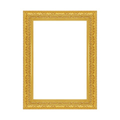 The antique gold frame on the white background with clipping path