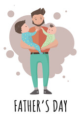 Father's day concept illustration Free Vector with two boy