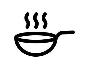 Wok frying pan icon. Kitchen appliance