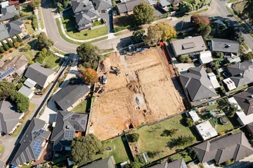 Fotobehang Aerial photo of vacant residential land under development in Australia © ymgerman