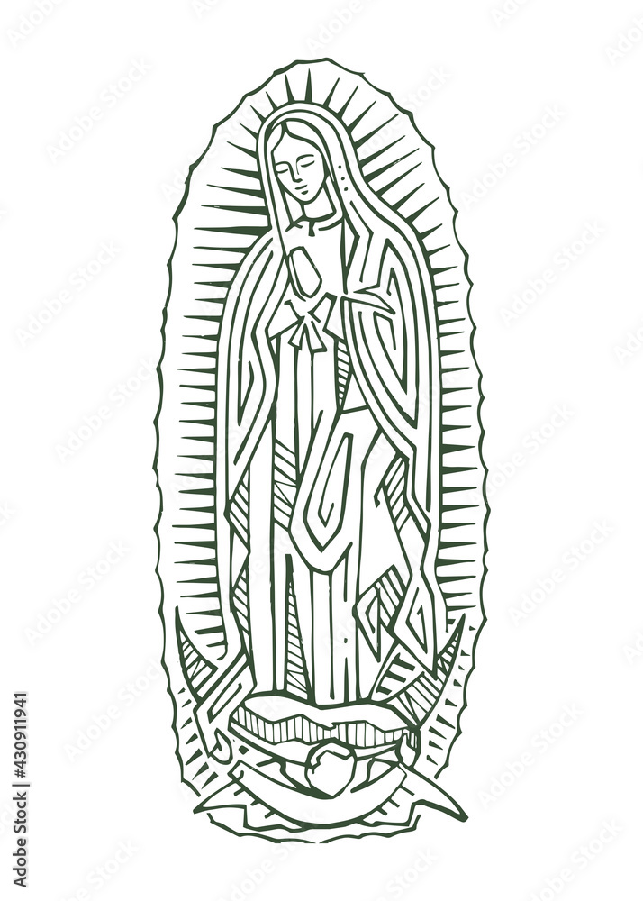 Wall mural Digital illustration of Our Lady of Guadalupe