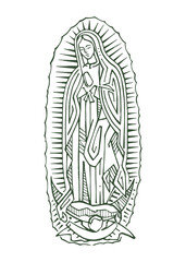 Digital illustration of Our Lady of Guadalupe - obrazy, fototapety, plakaty