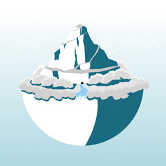 snow mountains and rivers winter time design, vector illustration graphics, for website and banners