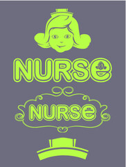 Nurse vector illustration label in green color
