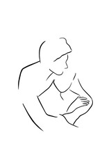 Abstract illustration. Poster. Drawing of a couple in one line.