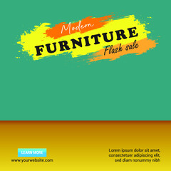 Beautiful social media post banner to sell furniture. Vector brush effect is used to make the banner. Can be to sell any product. 