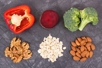 Natural healthy vegetables good for hypertension and diabetes, nutritious eating concept