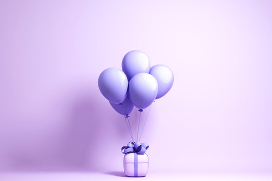 3D Rendered Gift Box Balloon Scene Diagram