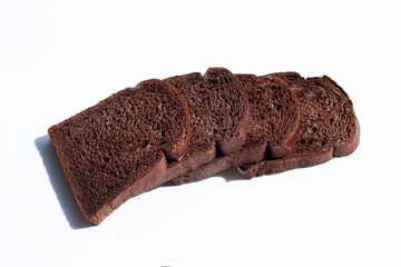 Dark cocoa bread on white background.