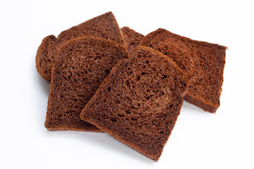 Dark cocoa bread on white background.