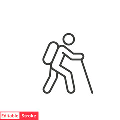 Hiking line icon. Simple outline style. Activity, nature, trekking, walk, adventure concept design element. Vector illustration isolated on white background. Editable stroke EPS 10.