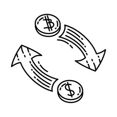 Exchange Icon. Doodle Hand Drawn or Outline Icon Style