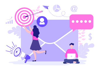Email Marketing Vector Illustration For Design Digital, Campaign, Web Page, Business Presentation, Or Mobile Social Network
