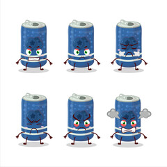 Berry soda can cartoon character with various angry expressions