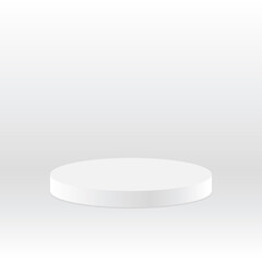 blank white round pedestal. circular awarded winner podium for outstanding luxury product advertising display isolated on white background