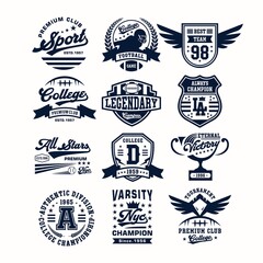 Set Collection vintage college sport emblem design