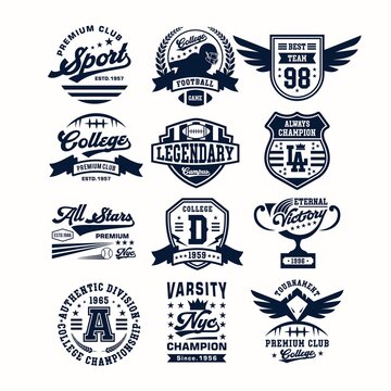 Set Collection vintage college sport emblem design