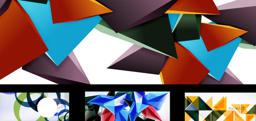 Set of trendy futuristic geometric abstract backgrounds