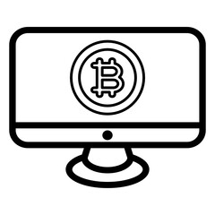 bitcoin on a computer icon vector