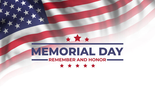 Memorial day card with flag and text