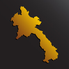 Silhouette Laos in golden style, creative country