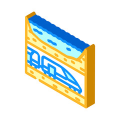 underwater railway tunnel isometric icon vector. underwater railway tunnel sign. isolated symbol illustration