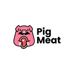 pig meat food moustache logo vector icon illustration