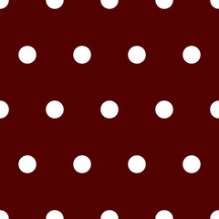 Seamless pattern. Red background with white circles . Vector illustration.