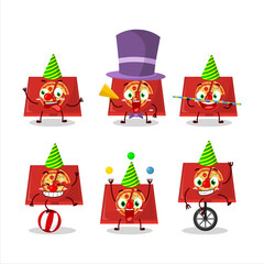 Cartoon character of pizza box with various circus shows