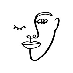 Abstract one line continuous drawing faces for beauty logo, template, art print and other
